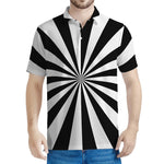 Black And White Radial Rays Print Men's Polo Shirt
