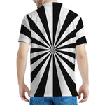 Black And White Radial Rays Print Men's Polo Shirt