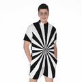 Black And White Radial Rays Print Men's Romper