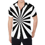 Black And White Radial Rays Print Men's Shirt