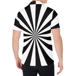 Black And White Radial Rays Print Men's Shirt