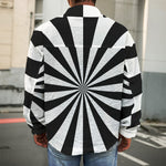 Black And White Radial Rays Print Men's Shirt Jacket