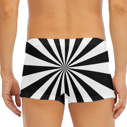Black And White Radial Rays Print Men's Short Boxer Briefs