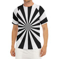 Black And White Radial Rays Print Men's Short Sleeve Rash Guard