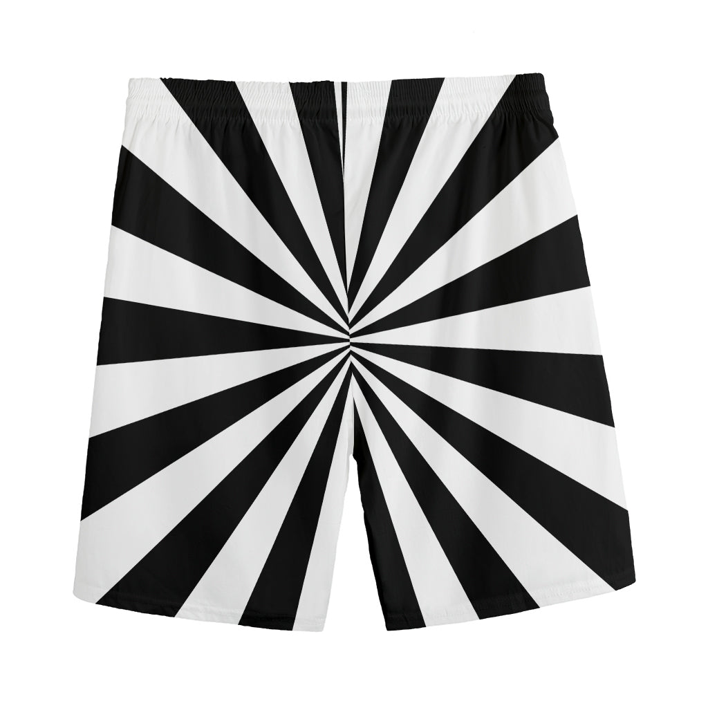 Black And White Radial Rays Print Men's Sports Shorts