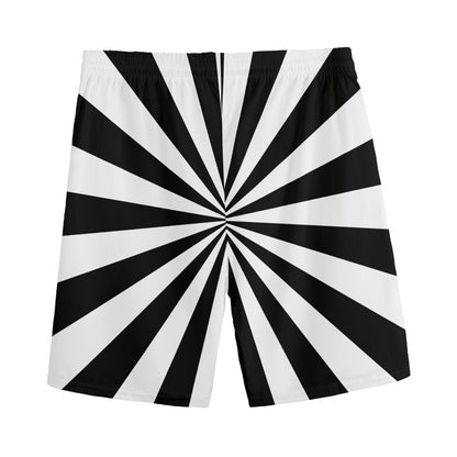 Black And White Radial Rays Print Men's Sports Shorts