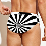Black And White Radial Rays Print Men's Swim Briefs