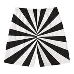 Black And White Radial Rays Print Men's Swim Trunks