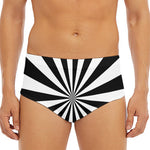 Black And White Radial Rays Print Men's Triangle Swim Briefs