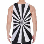 Black And White Radial Rays Print Men's Velvet Tank Top