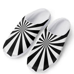 Black And White Radial Rays Print Mesh Casual Shoes