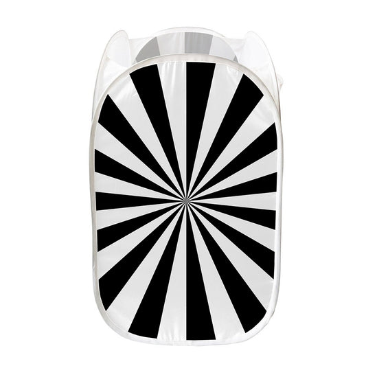 Black And White Radial Rays Print Mesh Laundry Hamper