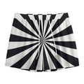 Black And White Radial Rays Print Mesh Shorts