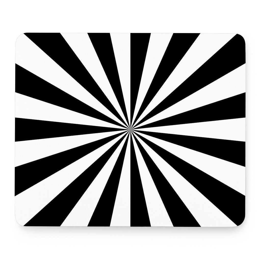 Black And White Radial Rays Print Mouse Pad