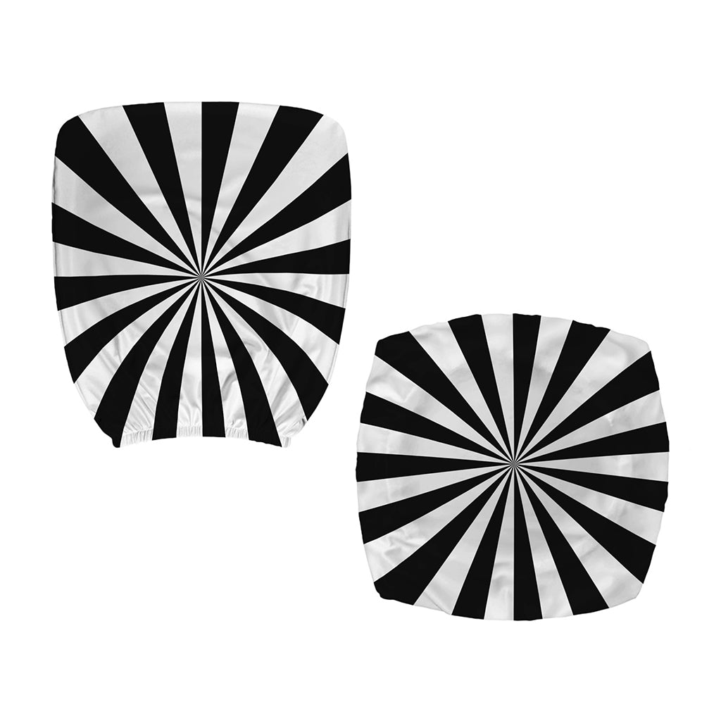 Black And White Radial Rays Print Office Chair Cover