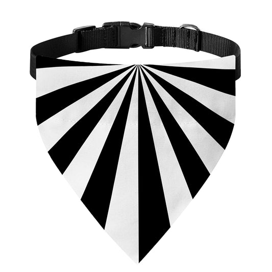 Black And White Radial Rays Print Over The Collar Dog Bandana