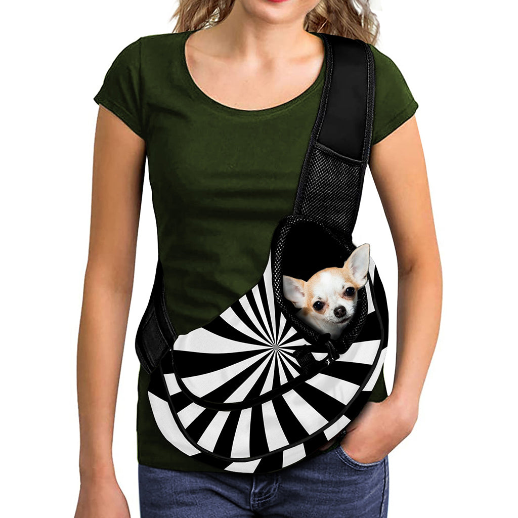 Black And White Radial Rays Print Pet Sling Carrier