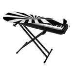 Black And White Radial Rays Print Piano Keyboard Cover
