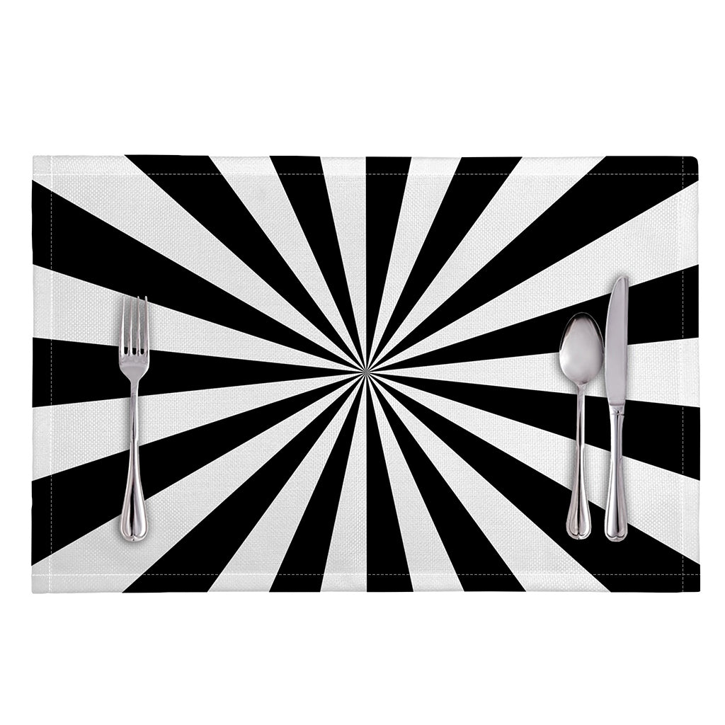 Black And White Radial Rays Print Placemat