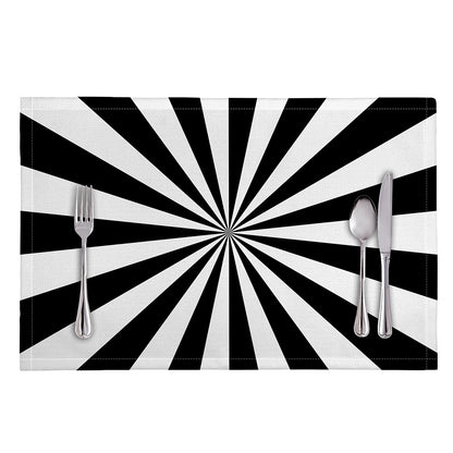 Black And White Radial Rays Print Placemat