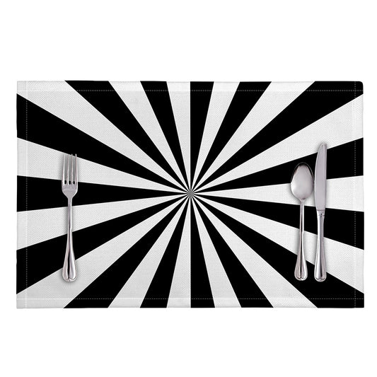 Black And White Radial Rays Print Placemat