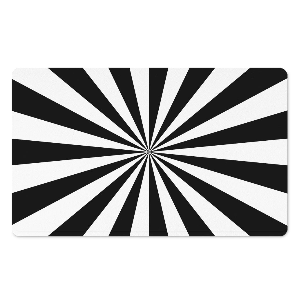 Black And White Radial Rays Print Polyester Doormat