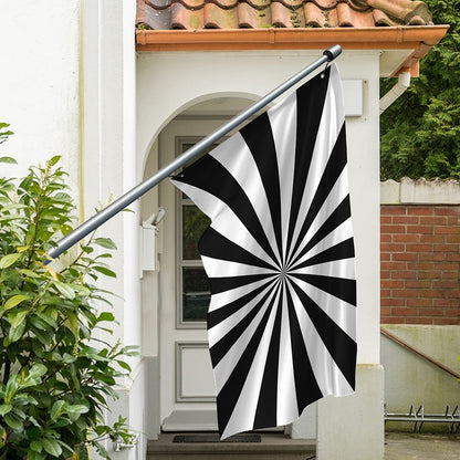 Black And White Radial Rays Print Polyester Flag