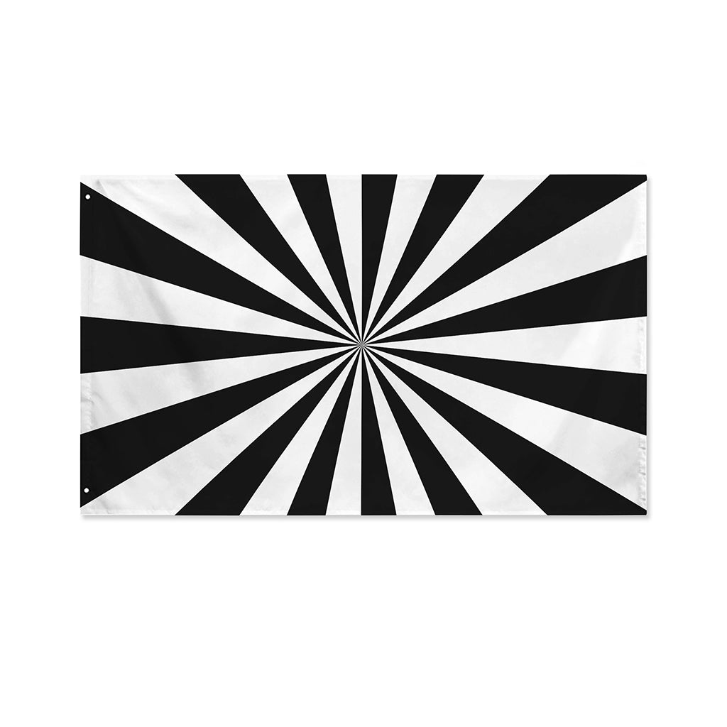 Black And White Radial Rays Print Polyester Flag