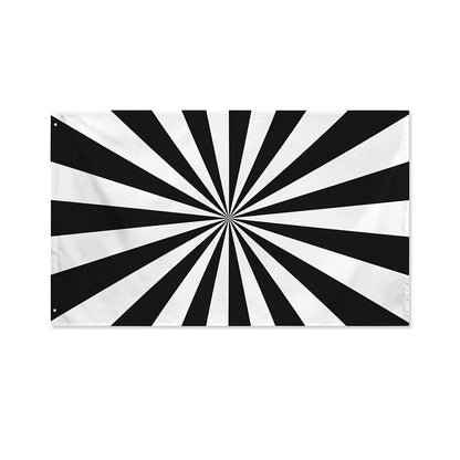 Black And White Radial Rays Print Polyester Flag