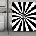 Black And White Radial Rays Print Polyester Shower Curtain