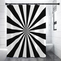 Black And White Radial Rays Print Premium Shower Curtain