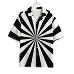 Black And White Radial Rays Print Rayon Hawaiian Shirt