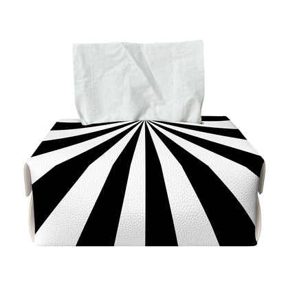 Black And White Radial Rays Print Rectangle Tissue Box Cover