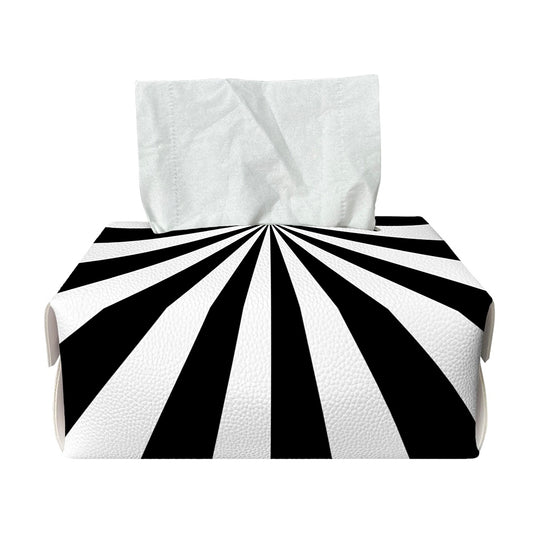 Black And White Radial Rays Print Rectangle Tissue Box Cover