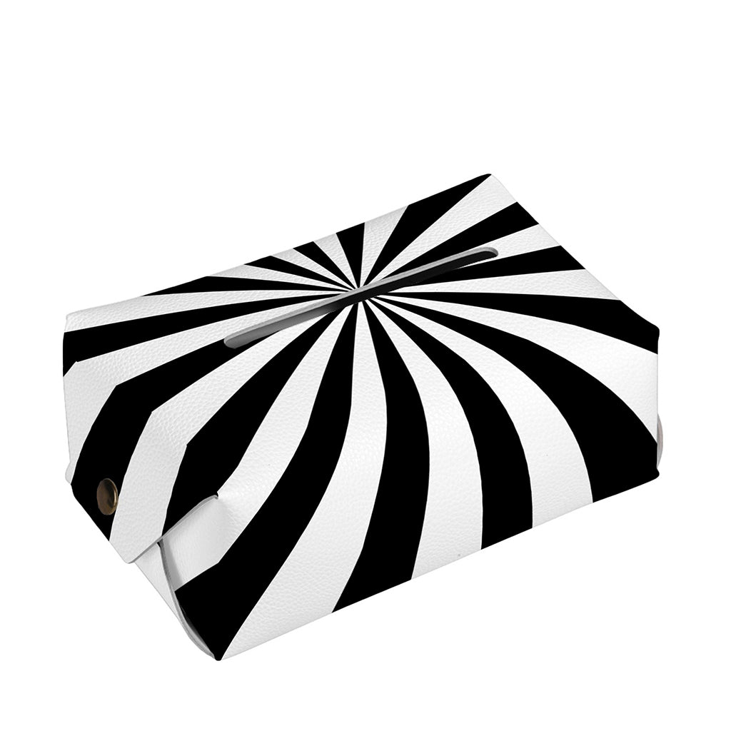 Black And White Radial Rays Print Rectangle Tissue Box Cover