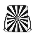 Black And White Radial Rays Print Rectangular Crossbody Bag