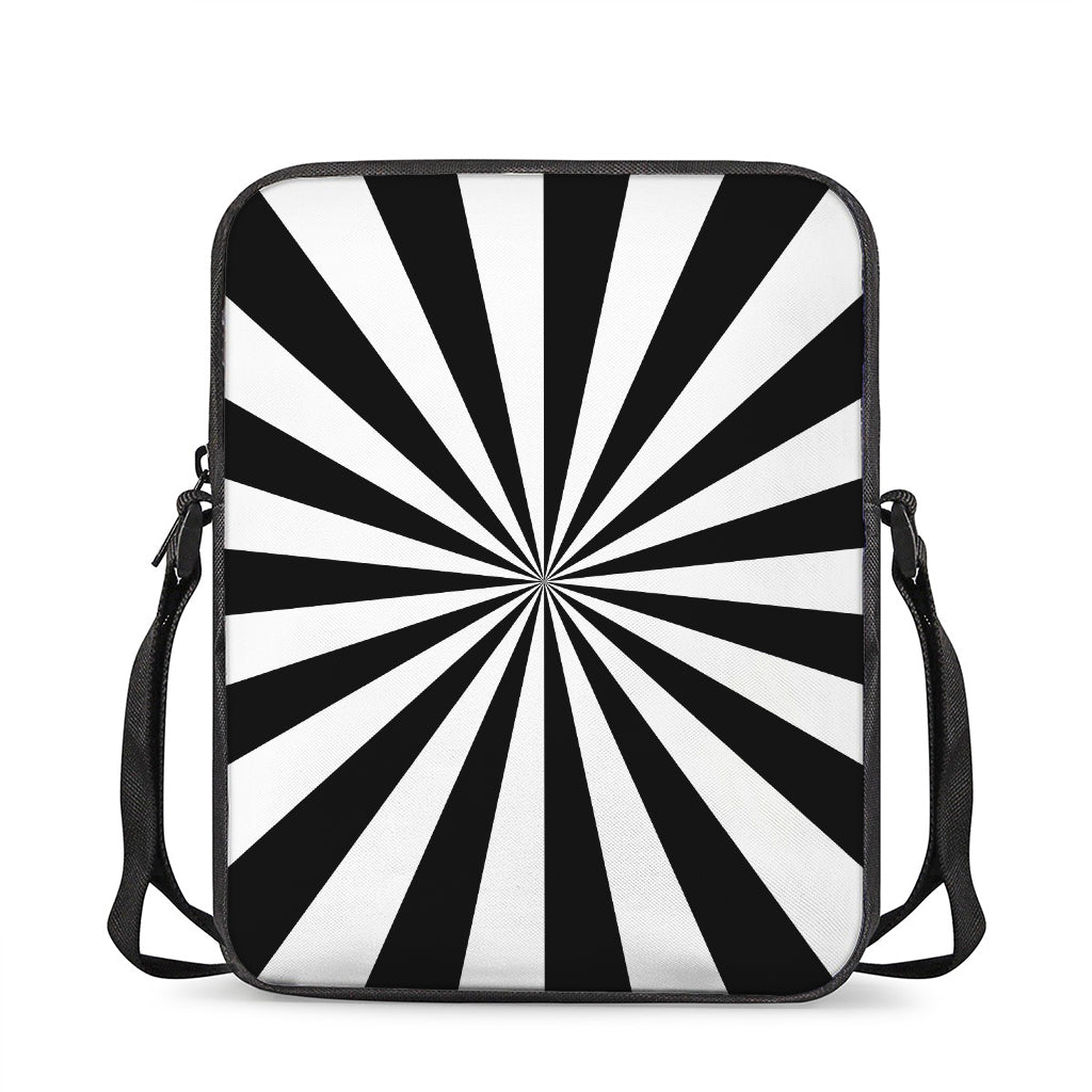 Black And White Radial Rays Print Rectangular Crossbody Bag