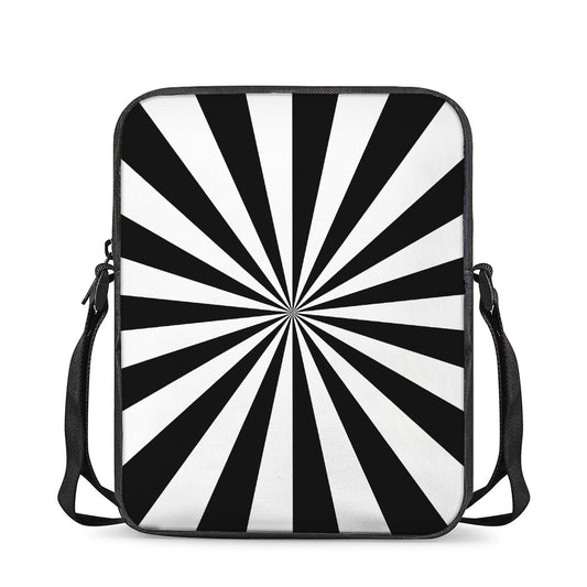 Black And White Radial Rays Print Rectangular Crossbody Bag