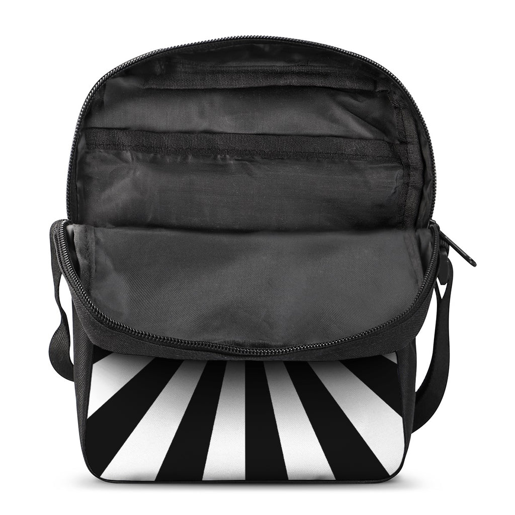 Black And White Radial Rays Print Rectangular Crossbody Bag