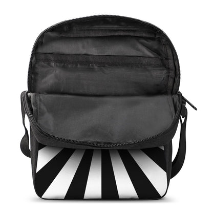 Black And White Radial Rays Print Rectangular Crossbody Bag