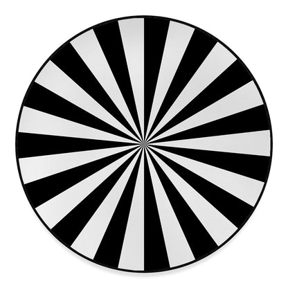 Black And White Radial Rays Print Round Floor Mat