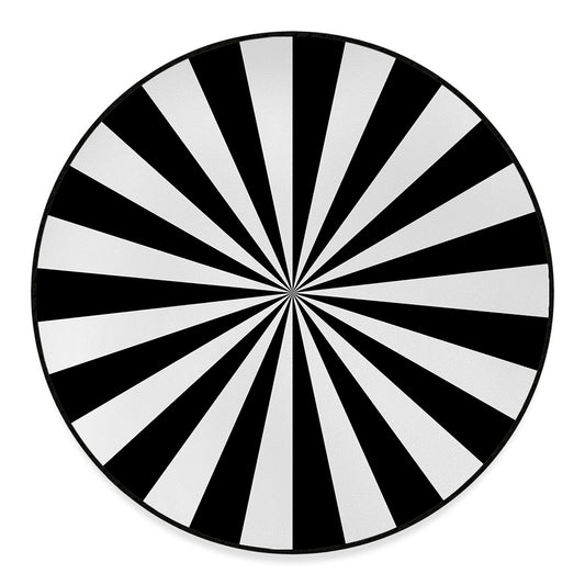 Black And White Radial Rays Print Round Floor Mat