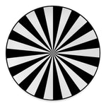 Black And White Radial Rays Print Round Floor Mat