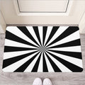 Black And White Radial Rays Print Rubber Doormat