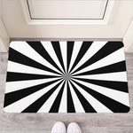 Black And White Radial Rays Print Rubber Doormat