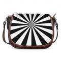 Black And White Radial Rays Print Saddle Bag