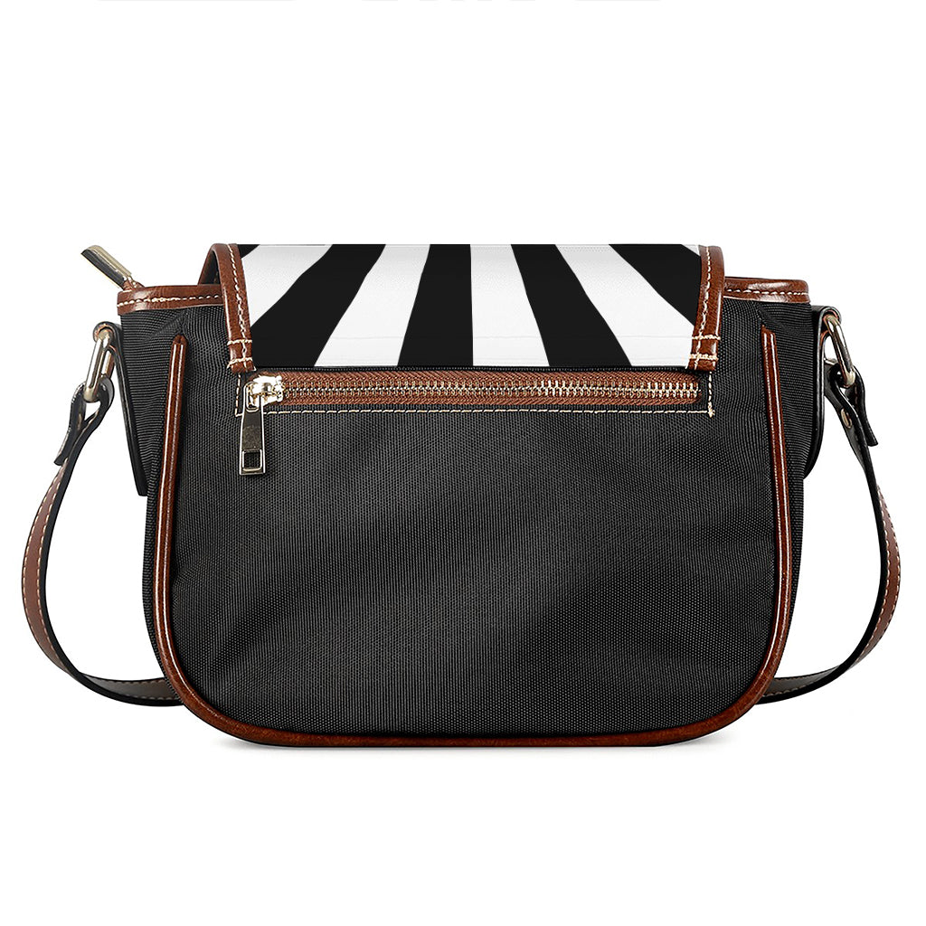 Black And White Radial Rays Print Saddle Bag