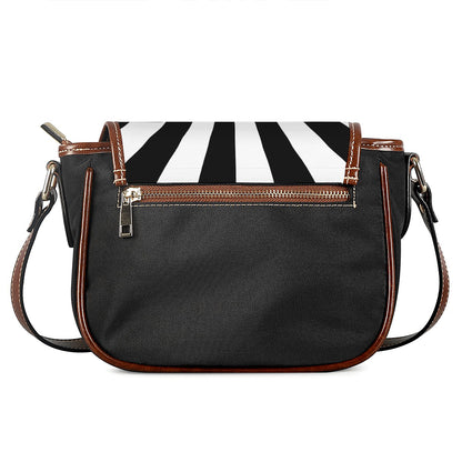 Black And White Radial Rays Print Saddle Bag