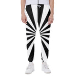 Black And White Radial Rays Print Scuba Joggers