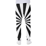Black And White Radial Rays Print Scuba Joggers